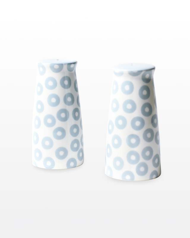 Iris Blue Pip Pedestal Salt And Pepper Shakers Set